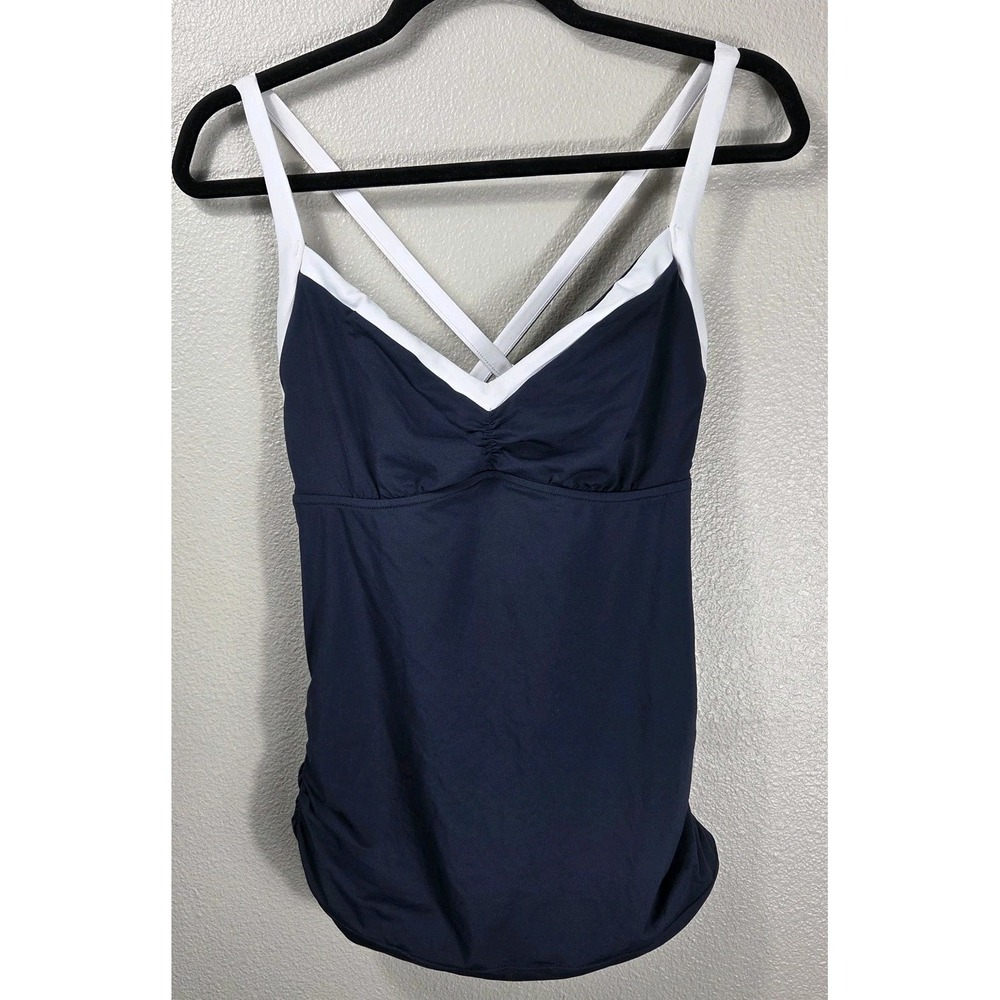 Seafolly DD Cup Tankini Top Navy White Ruched Swim Top Women's 10DD